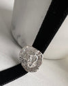 silver choker necklace with black velvet string