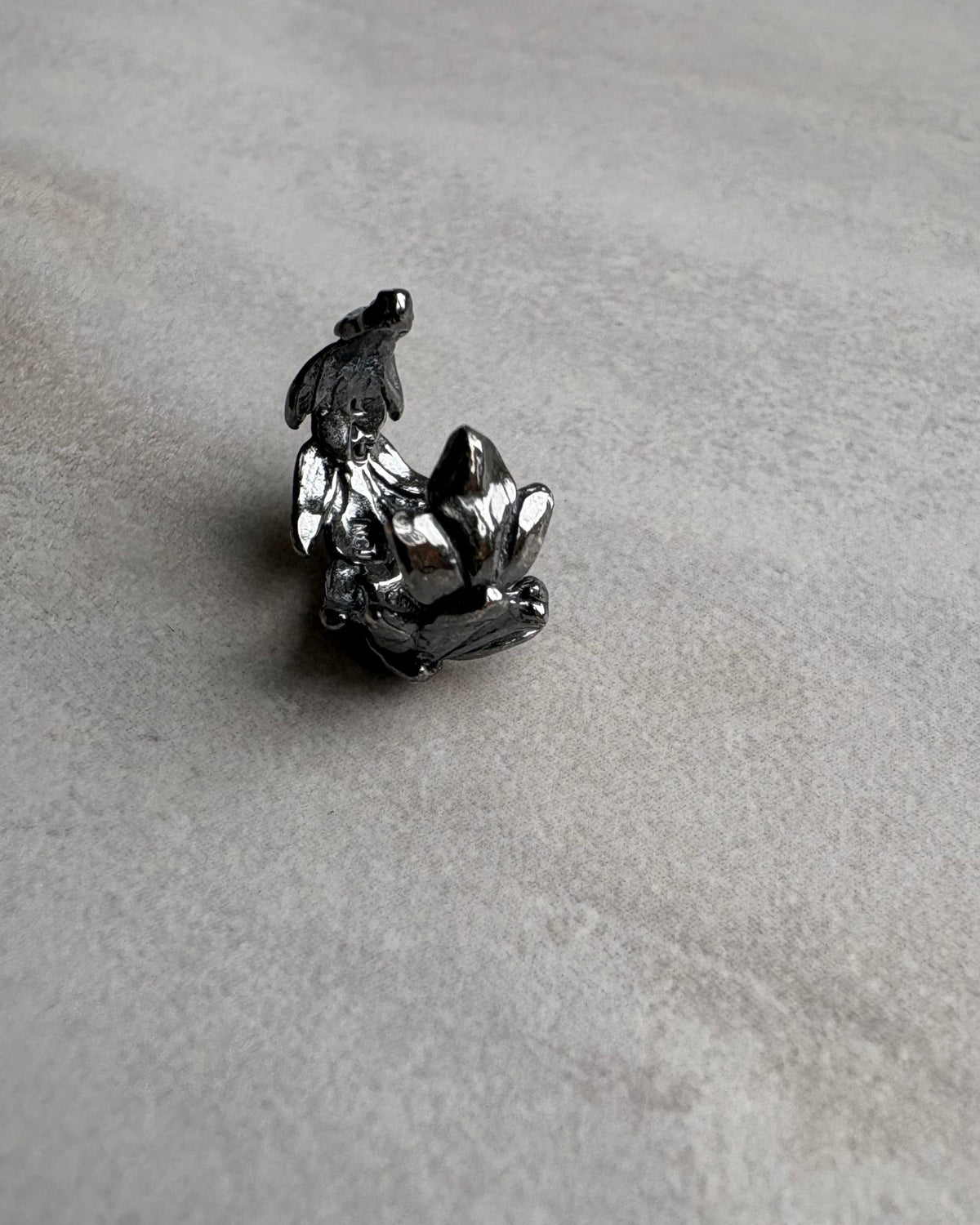 oxidised silver leaf ear cuff