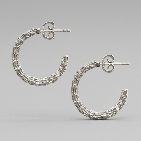 packshot of organic silver earring 